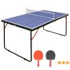 Table Tennis Table Midsize Foldable & Portable Ping Pong Table Set with Net and 2 Ping Pong Paddles for Indoor Outdoor Game