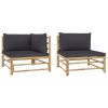 2 Piece Patio Lounge Set with Dark Gray Cushions Bamboo