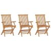 Folding Patio Chairs 3 pcs Solid Teak Wood