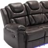 Home Theater Seating Manual Recliner Chair with Center Console and LED Light Strip for Living Room, Brown