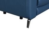 High-Leg Console Loveseat - Top-Grain Leather, Dual-Power, Ocean Blue Color - Stowaway Footrest, Flaired Chrome Leg, Motion Furniture Look