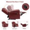 Home Theater Seating Manual Recliner Chair with Center Console and LED Light Strip for Living Room, Wind Red