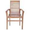 Dining Chairs 4 pcs with Cream White Cushions Solid Teak Wood