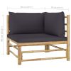 2 Piece Patio Lounge Set with Dark Gray Cushions Bamboo