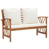 2 Piece Patio Lounge Set with Cushions Solid Acacia Wood