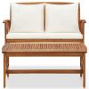 2 Piece Patio Lounge Set with Cushions Solid Acacia Wood