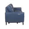 High-Leg Console Loveseat - Top-Grain Leather, Dual-Power, Ocean Blue Color - Stowaway Footrest, Flaired Chrome Leg, Motion Furniture Look