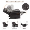 Home Theater Seating Manual Recliner Chair with Center Console and LED Light Strip for Living Room, Brown